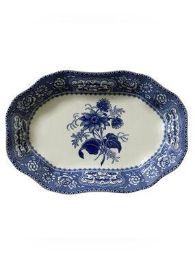 Spode Blue Room “Floral” Hexagonal Oval Fluted 6" Georgian Collection Soap Dish